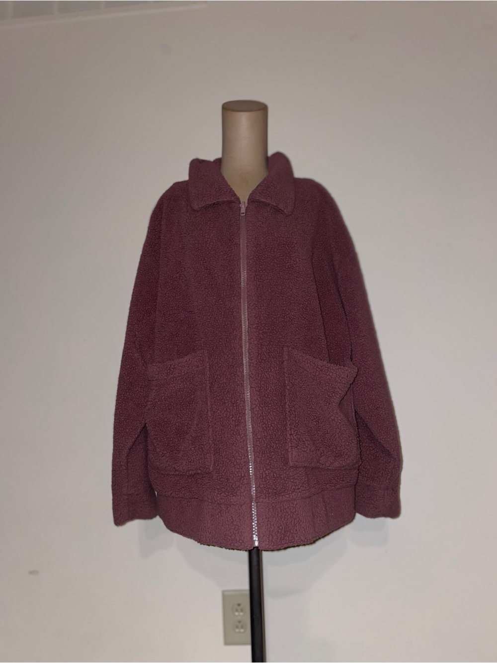 PINK Victoria's Secret Zip-Up Teddy Jacket in Plum